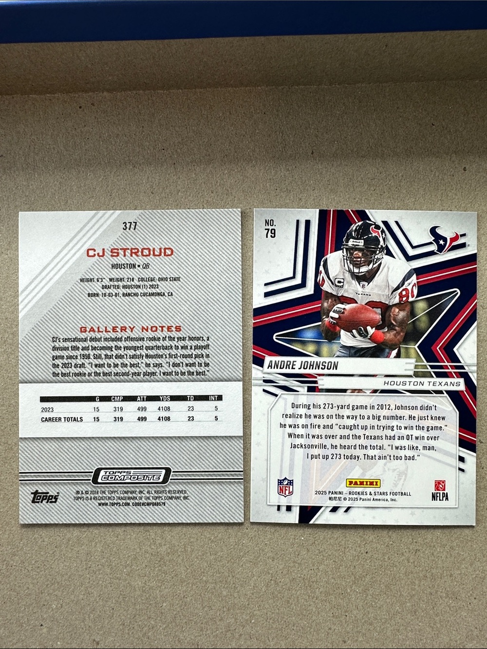 Texans Nico Collins/Andre Johnson/Tank Dell & CJ Stroud/Marks Rookies lot of 17 - Picture 3 of 15